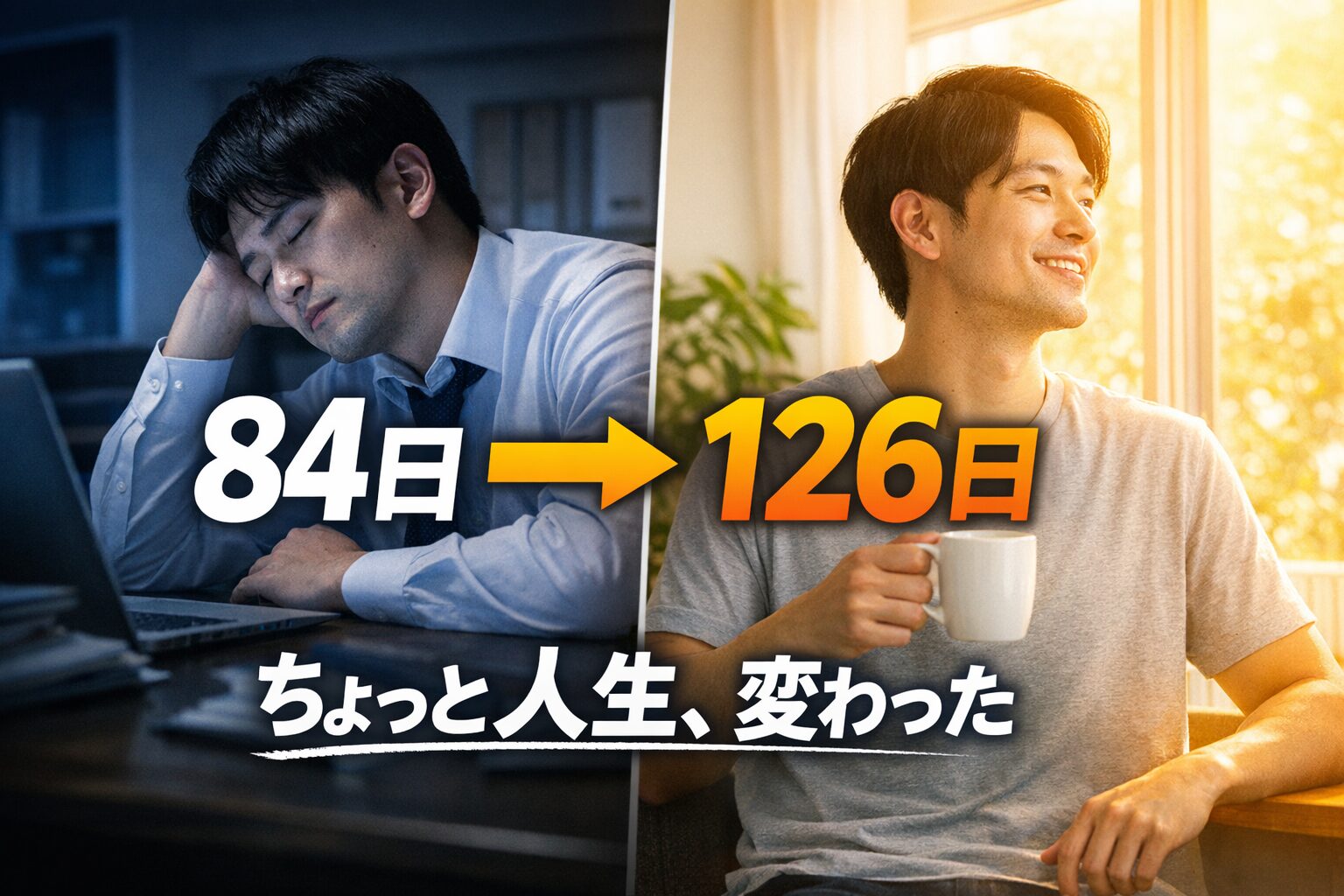 年間休日84日だった僕が、125日になって人生が変わった話